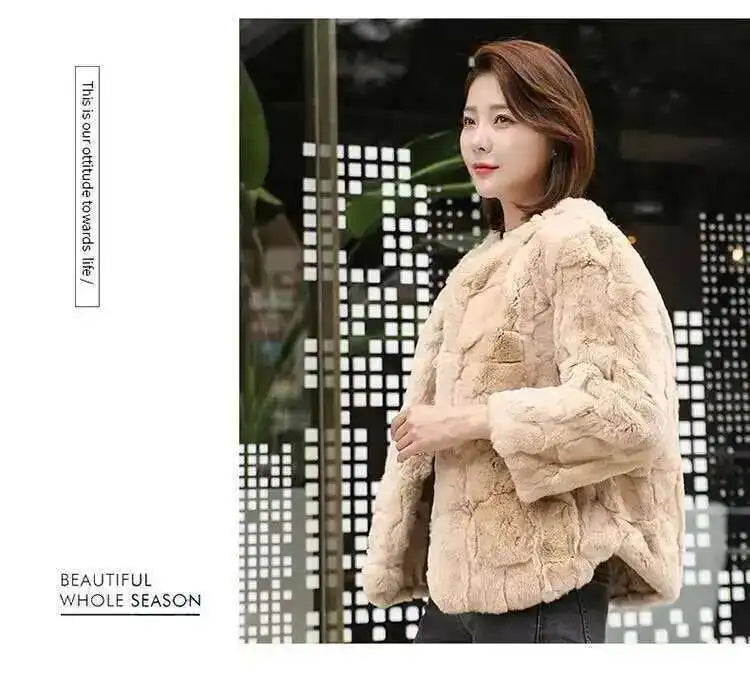 Real Rabbit Fur Coat Women Winter Jacket Short Loose Size Thick Warm Fluffy Coat - View 17