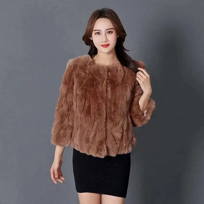 Real Rabbit Fur Coat Women Winter Jacket Short Loose Size Thick Warm Fluffy Coat - View 33