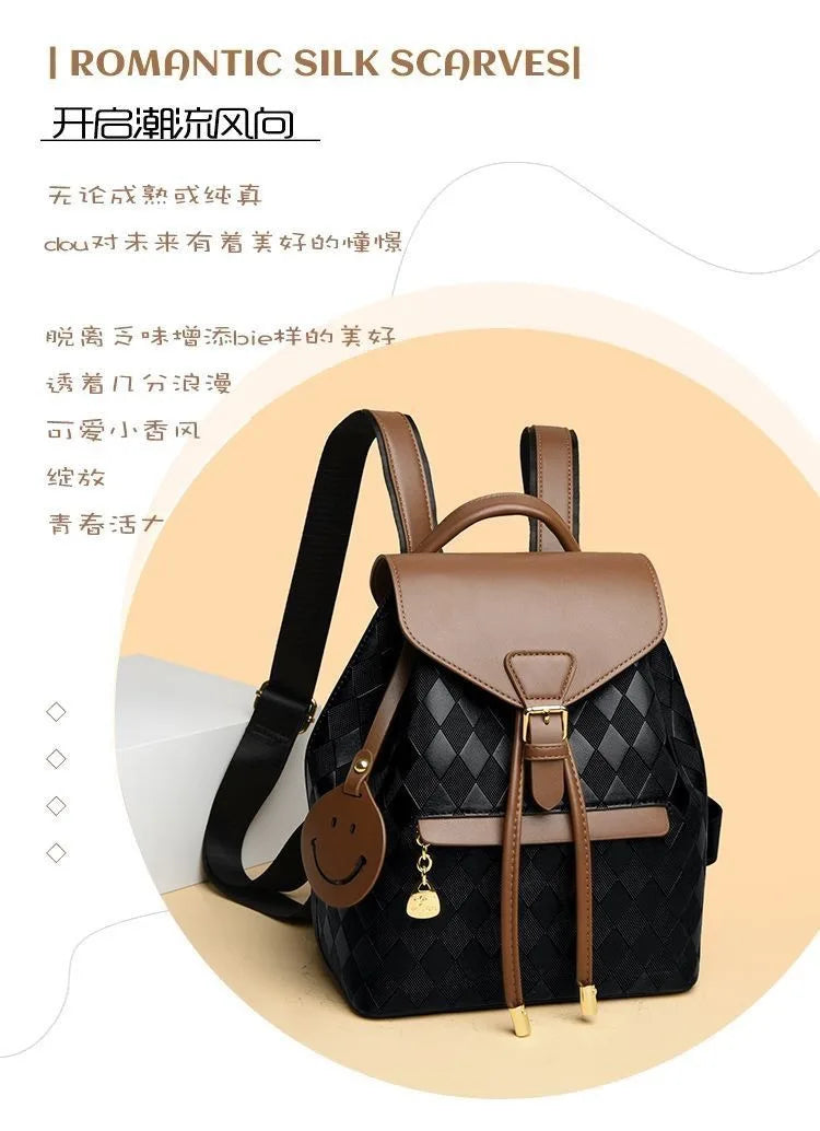 Women Backpack Soft Pu Leather Black Casual Multifunctional College Bag Capacity - View 5