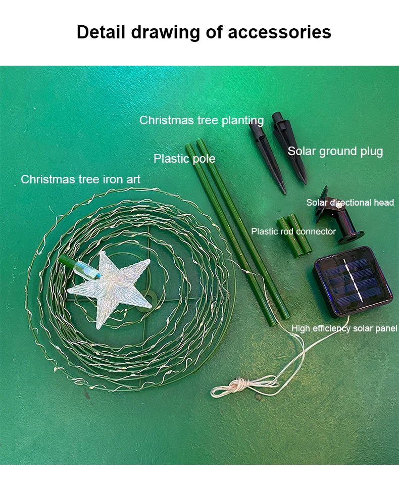 Solar Outdoor Garden Christmas Tree Lights LED String Lights IP65 Star Light Dec - View 9