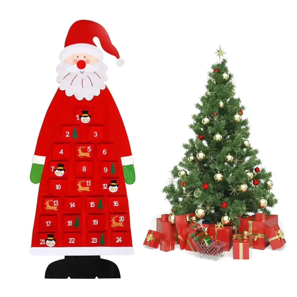 Christmas Felt Tree Advent Calendar Countdown Wall Hanging Festive Dec - Lifestyle View