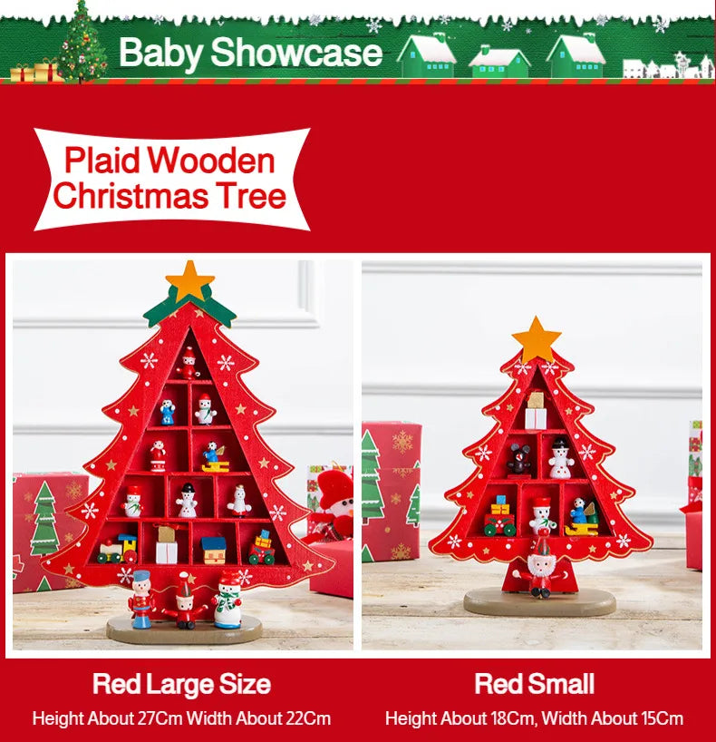 Christmas decorations small mini wooden Christmas tree DIY three-dimen - Alternative Angle