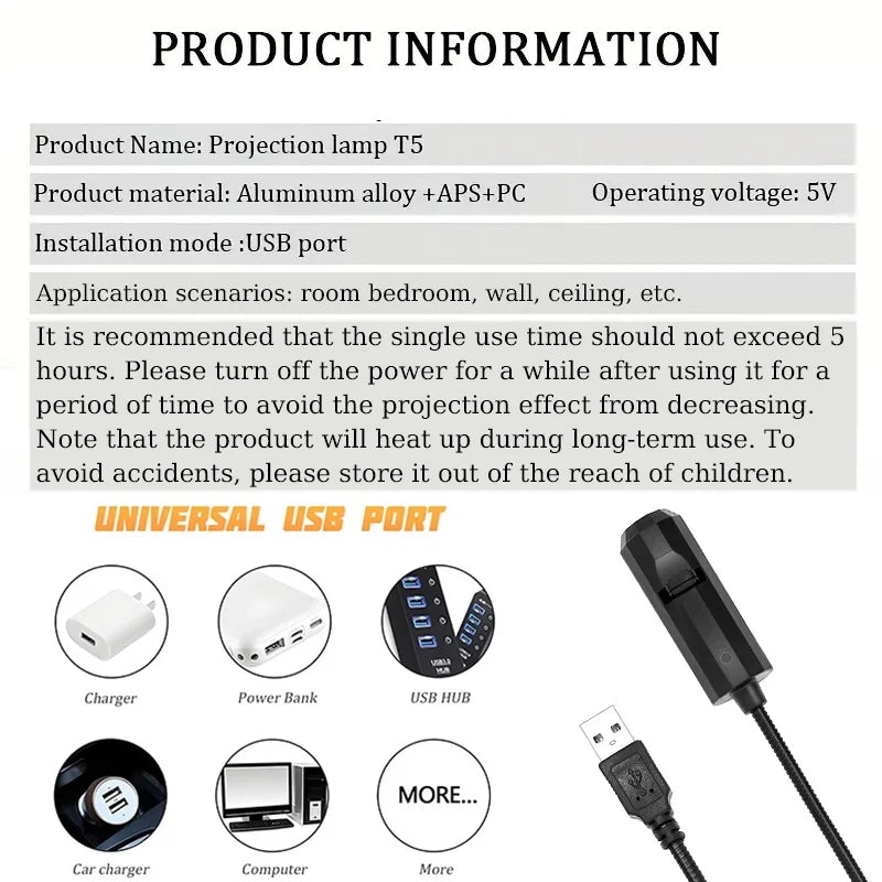 Christmas tree LED projection light, 360° rotatable and adjustable, su - Interior View
