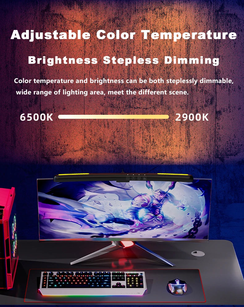 Curved Screen Hanging Light Bar RGB Desktop Background Atmosphere Lamp 3-Color E - View 26
