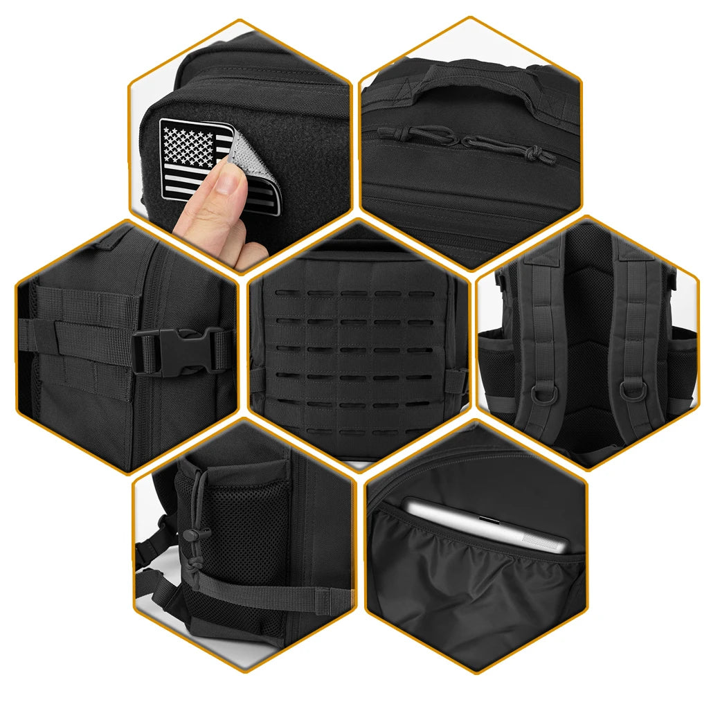 25L Tactical Backpack Outdoor Bag Fitness Backpack MOLLE Backpack Wome - Detail View