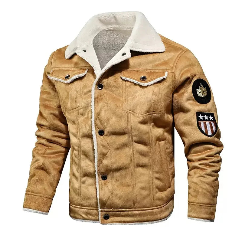2023 Pu Jacket Men Thick Warm Military Bomber Tactical Leather Jackets - Back View