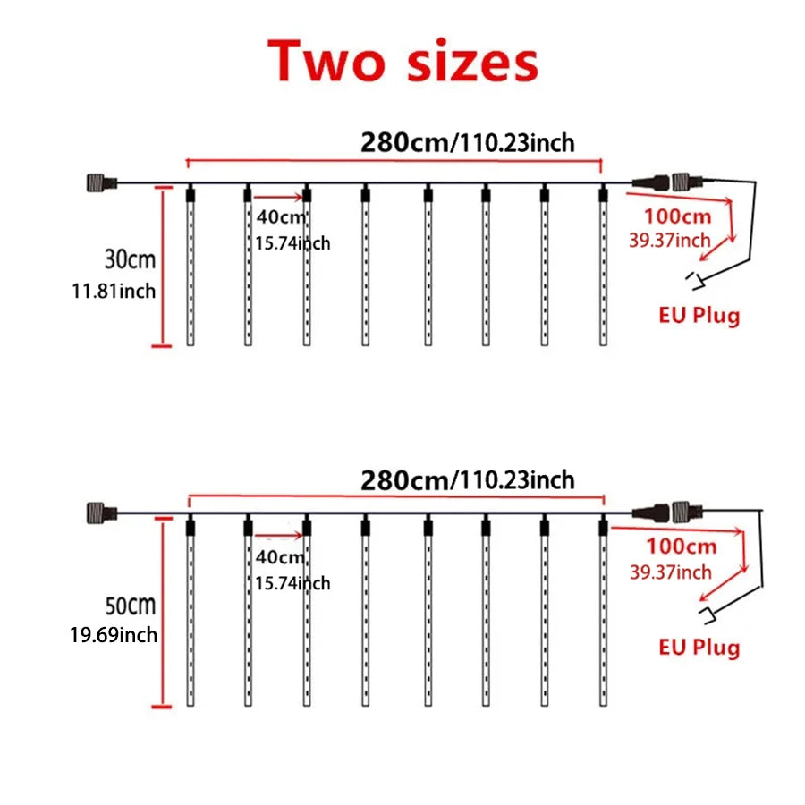 Christmas LED Meteor Garland Festoon Holiday Strip Light Outdoor Water - Close-up View