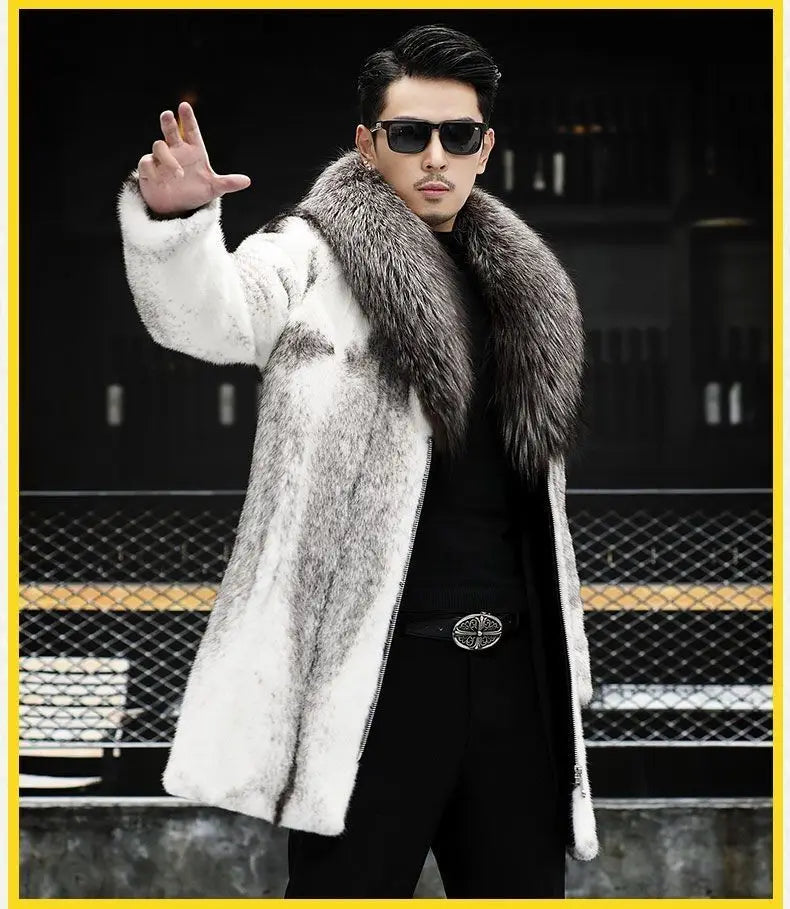 -10 degrees Celsius cold resistant and warm mink fur coat for men's wi - Collar Detail