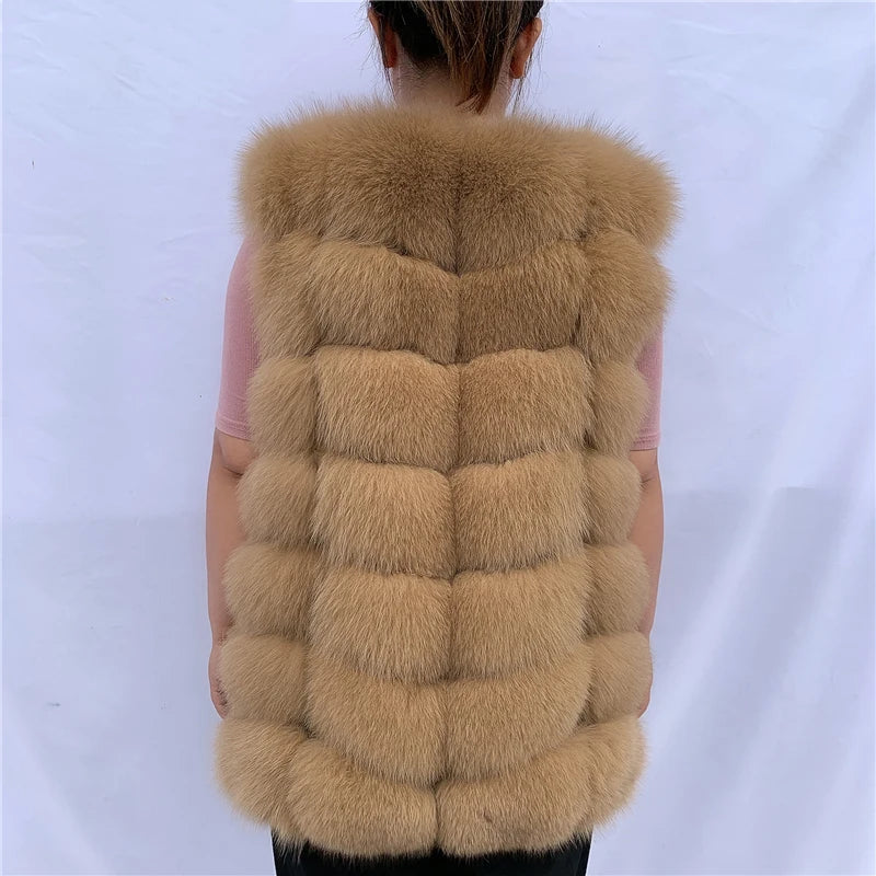 Natural fox fur vest ladies winter autumn coat warm vest made of natural fur wom - View 17