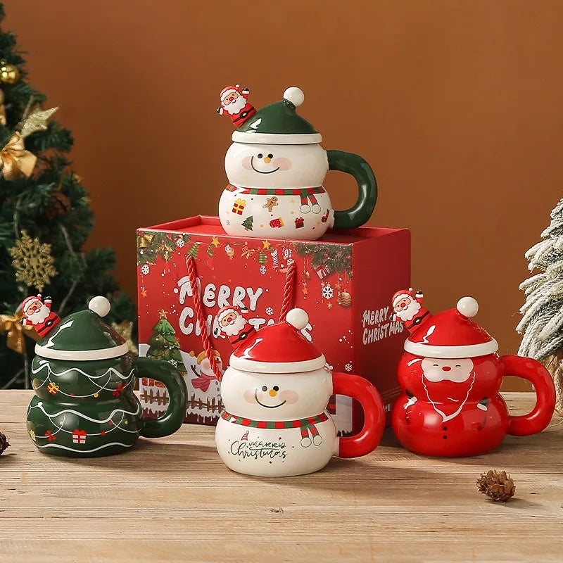 Creative Christmas Ceramic Cup Cartoon Snowman Mugs Gift Box for Christmas Household Coffee Mug Milk Cup - Image 3