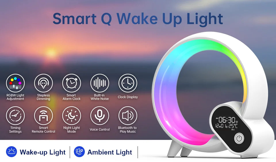 Novelty Smart Q Wake Up Light Ambient Light And Wake-Up Night Light Dimmable Wak - View 7