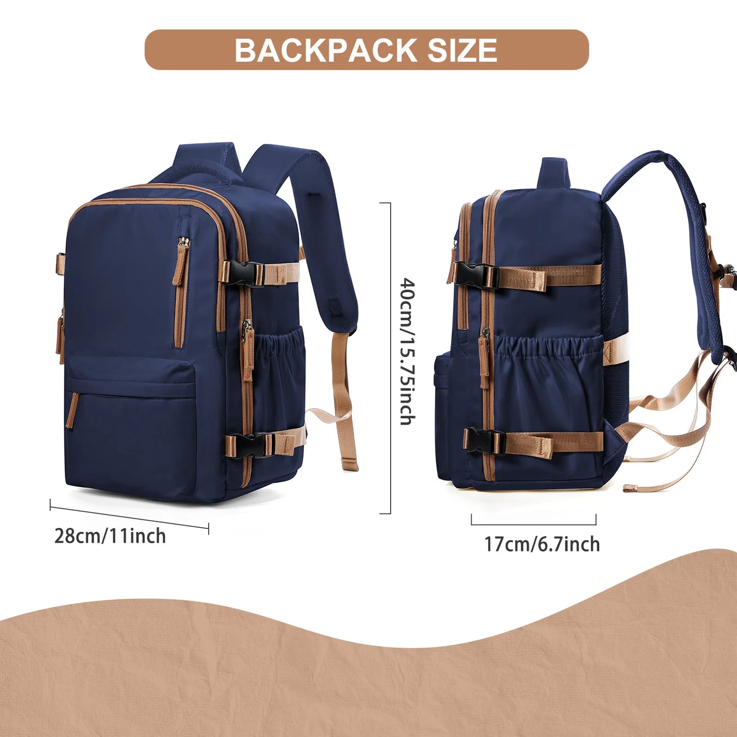 Men's Backpack Travel Backpack Cabin Bag Size Ryanair 40x20x25 Backpack Large Wa - Back View
