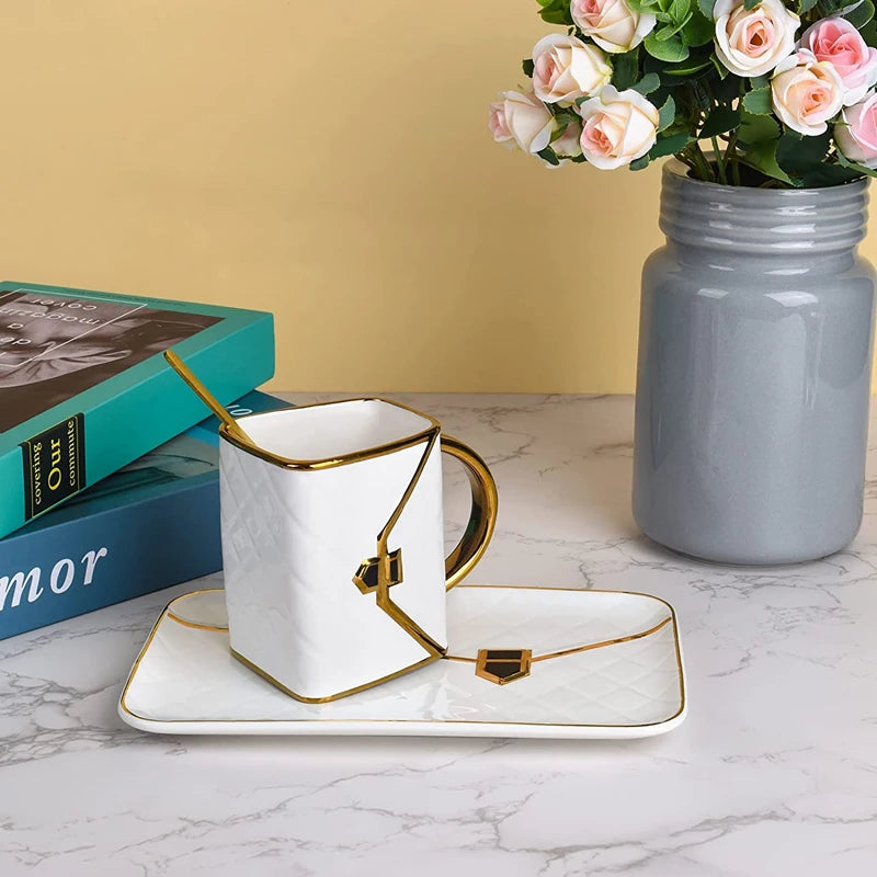 Creative Bag Dim Sum Coffee Cup Business Coffee Mugs with Tray High Quality Mug Home Office Breakfast Drinkware Christmas...