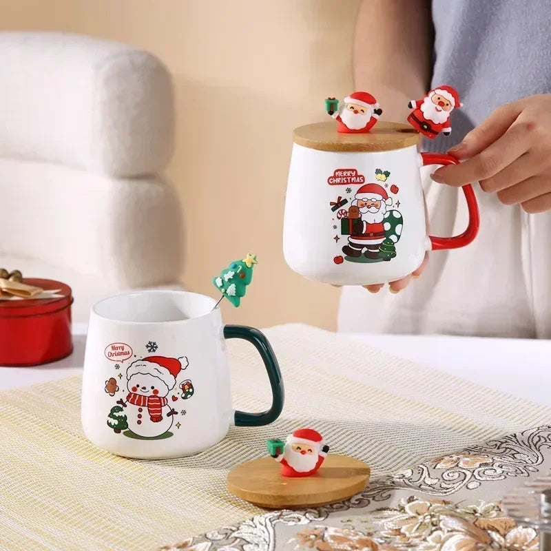 Christmas Tree Mug Box Ceramic Mug Christmas Gift Ceramic Mug with Lid - Detail View