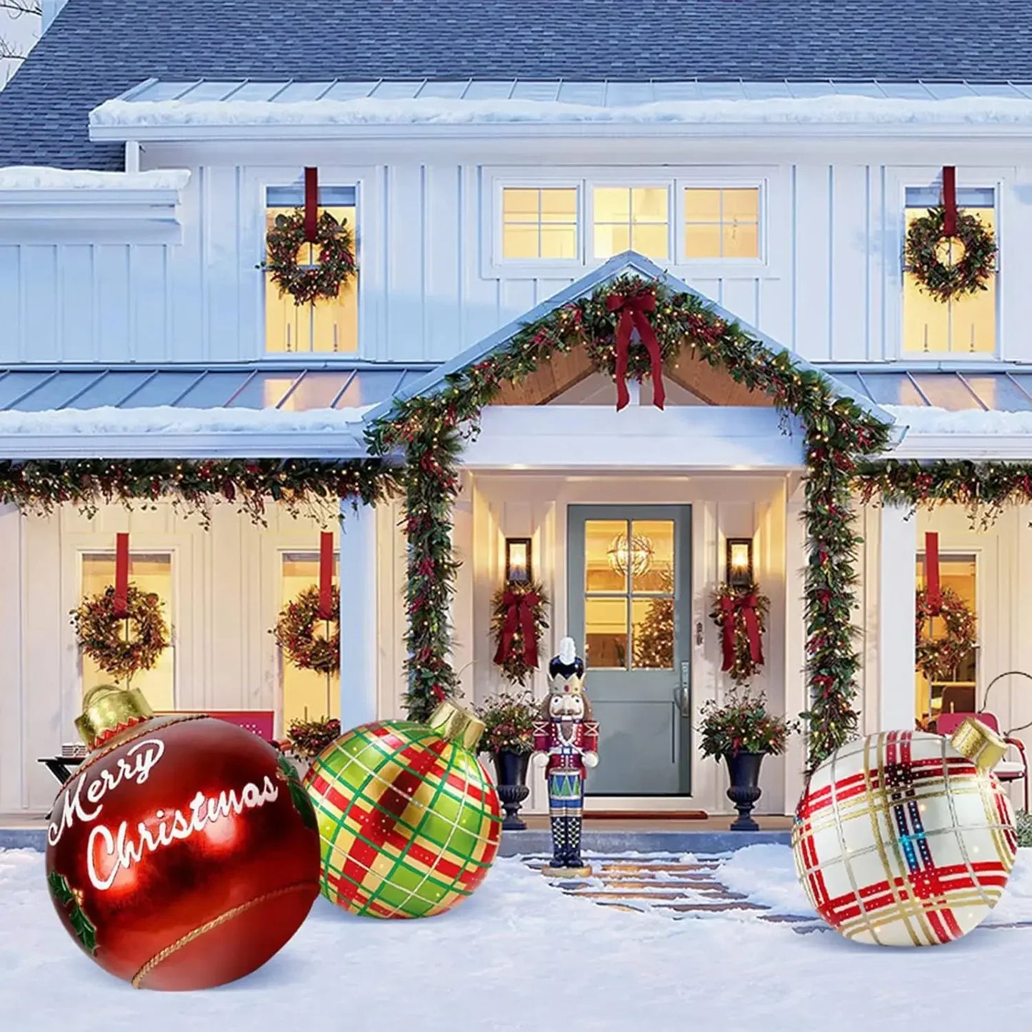 60cm Outdoor Christmas Inflatable Decorated Ball PVC Giant Big Large B - Back View
