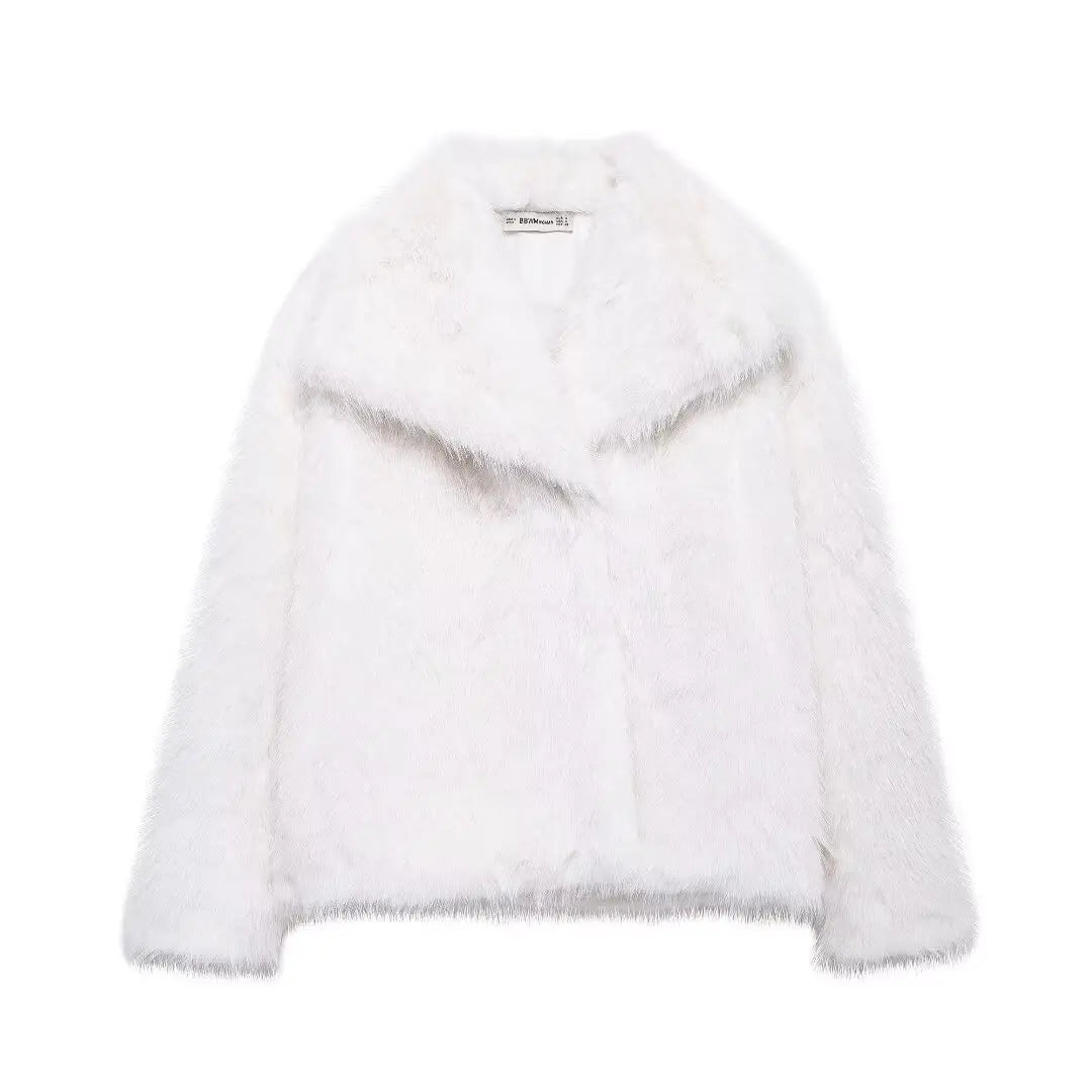 SIYANG 2024 Autumn Winter Women Casual Faux Fur Jackets Fashion Streetwear Solid - Back View