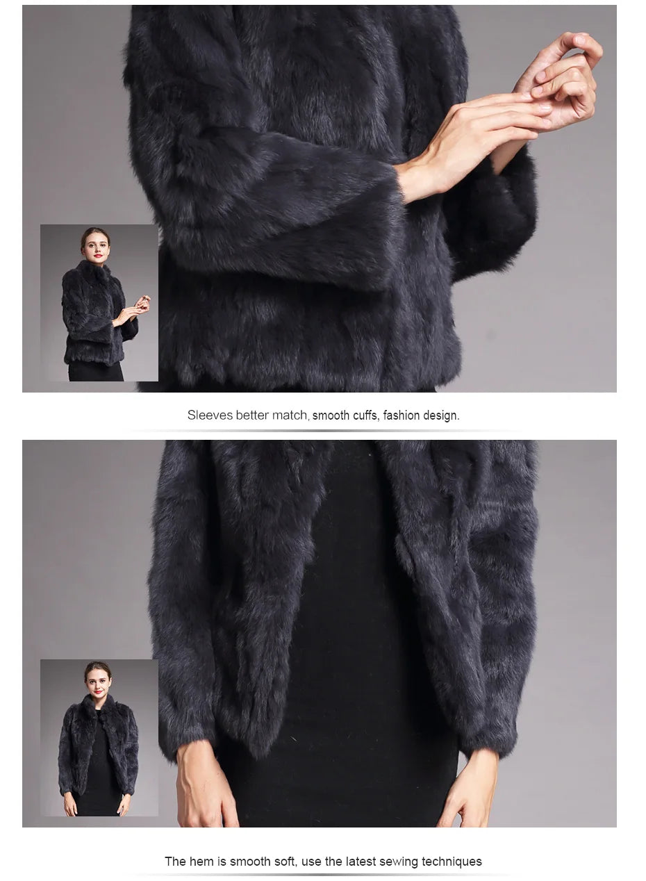Fancy Rani Natural Rabbit Fur Coat Women Winter Jacket Real Leather And Fur Wome - View 10