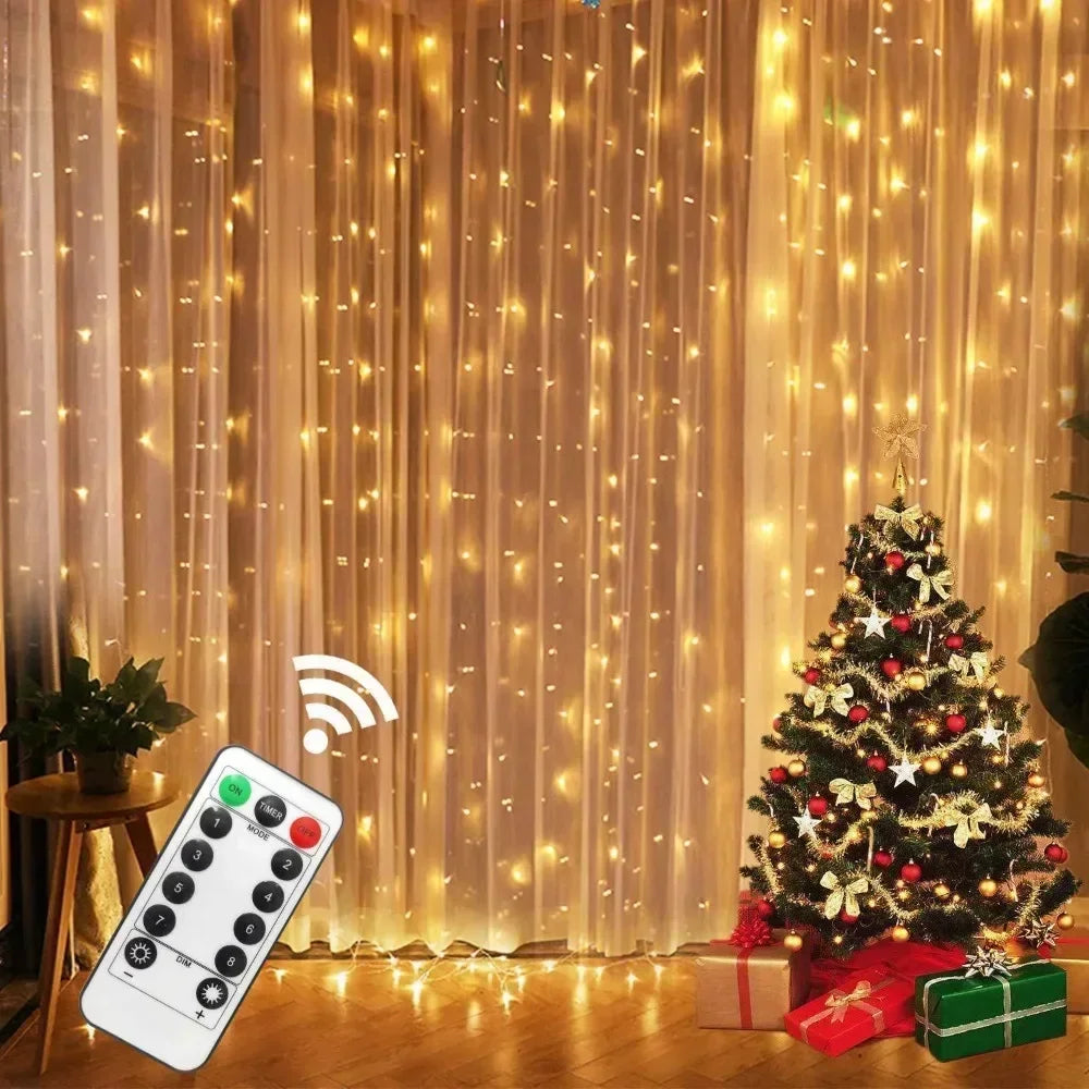 Christmas Lights Curtain Garland Merry Christmas Decorations For Home - Alternative Angle
