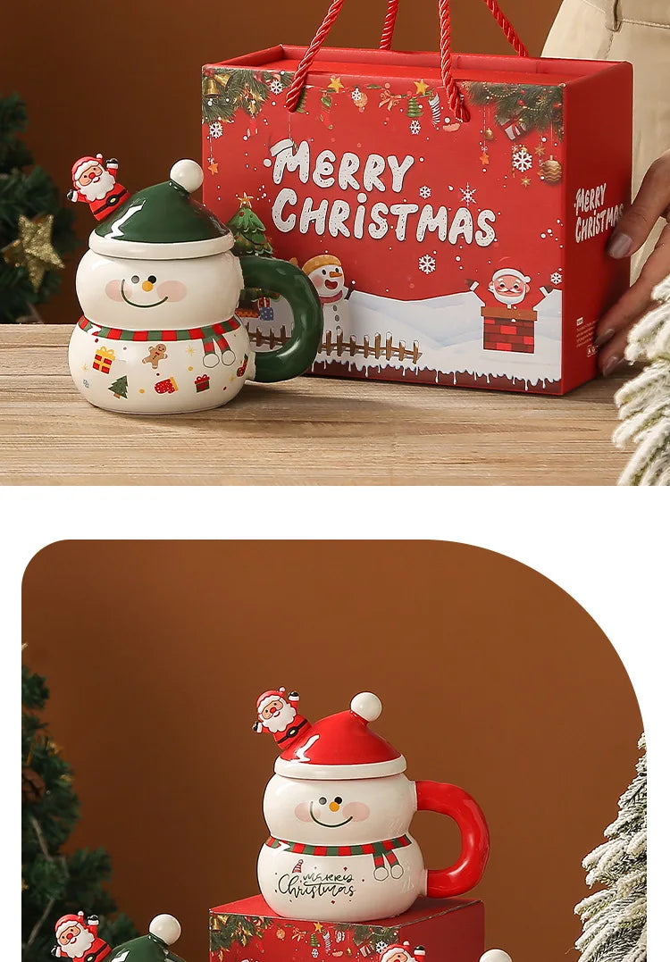 Creative Christmas Ceramic Cup Cartoon Snowman Mugs Gift Box for Christmas Household Coffee Mug Milk Cup - Image 16