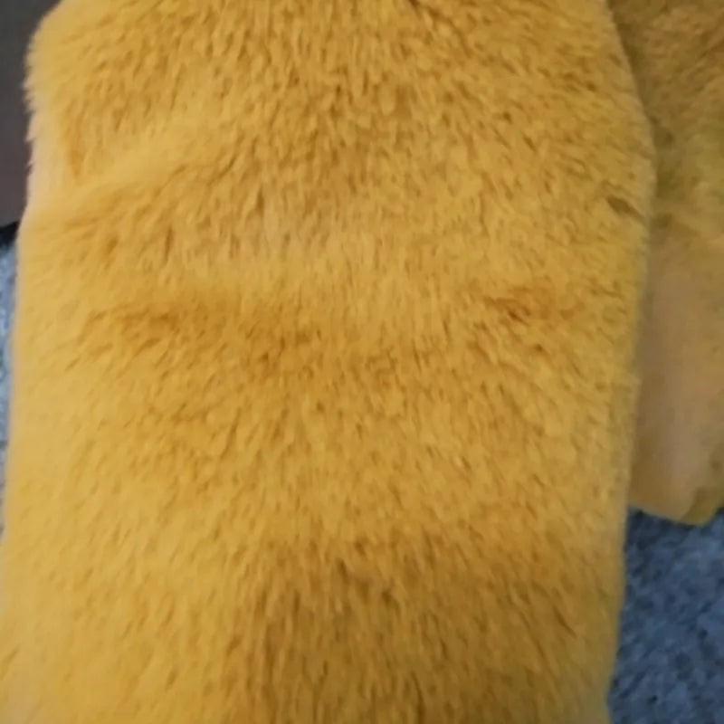 2023 New Women Winter Warm Faux Fur Coat Thick Women Middle -Long Over - Close-up View