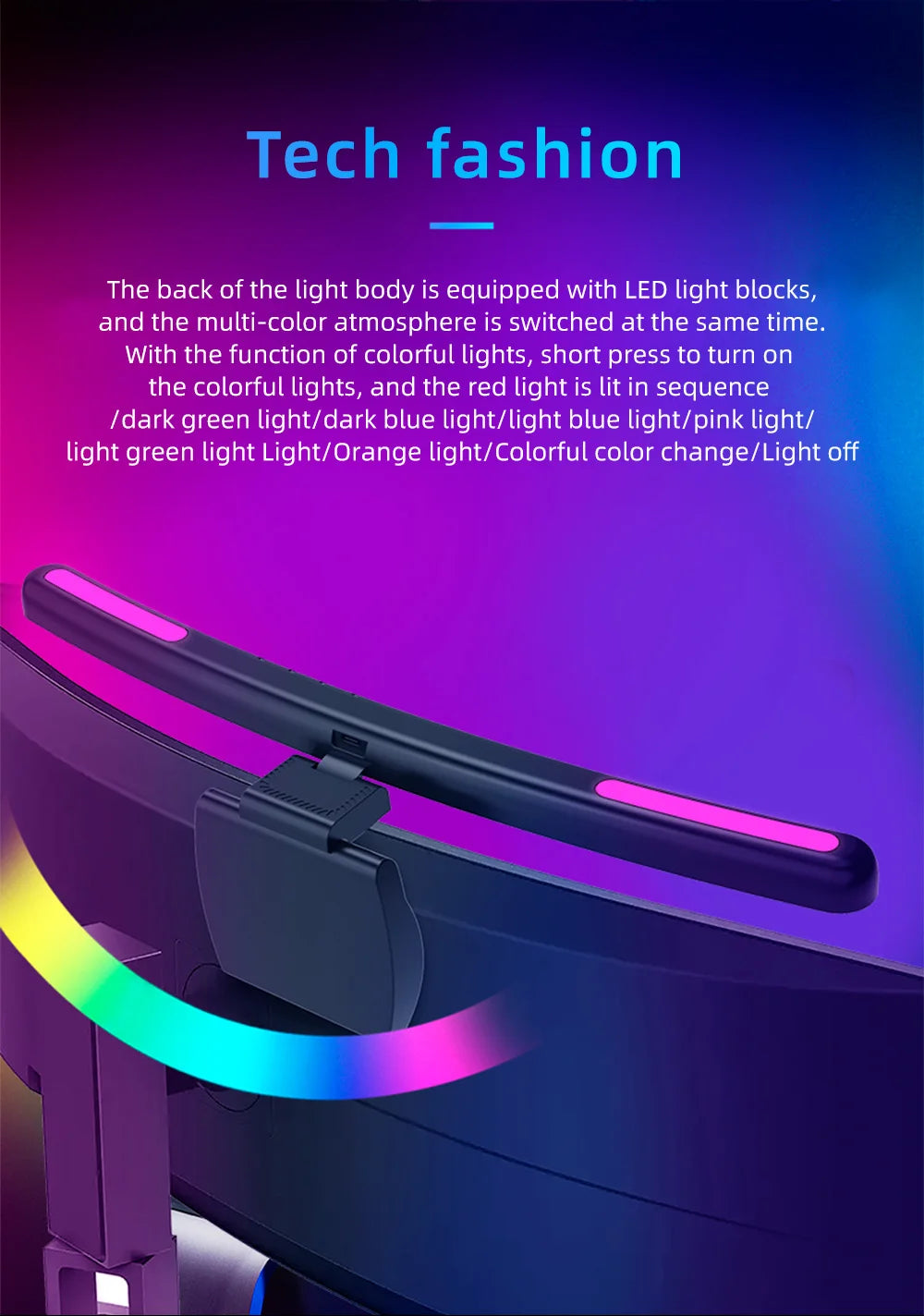 LED Screen Light Bar Monitor For Pc Screen Hanging USB Stepless Dimming RGB Curv - View 21