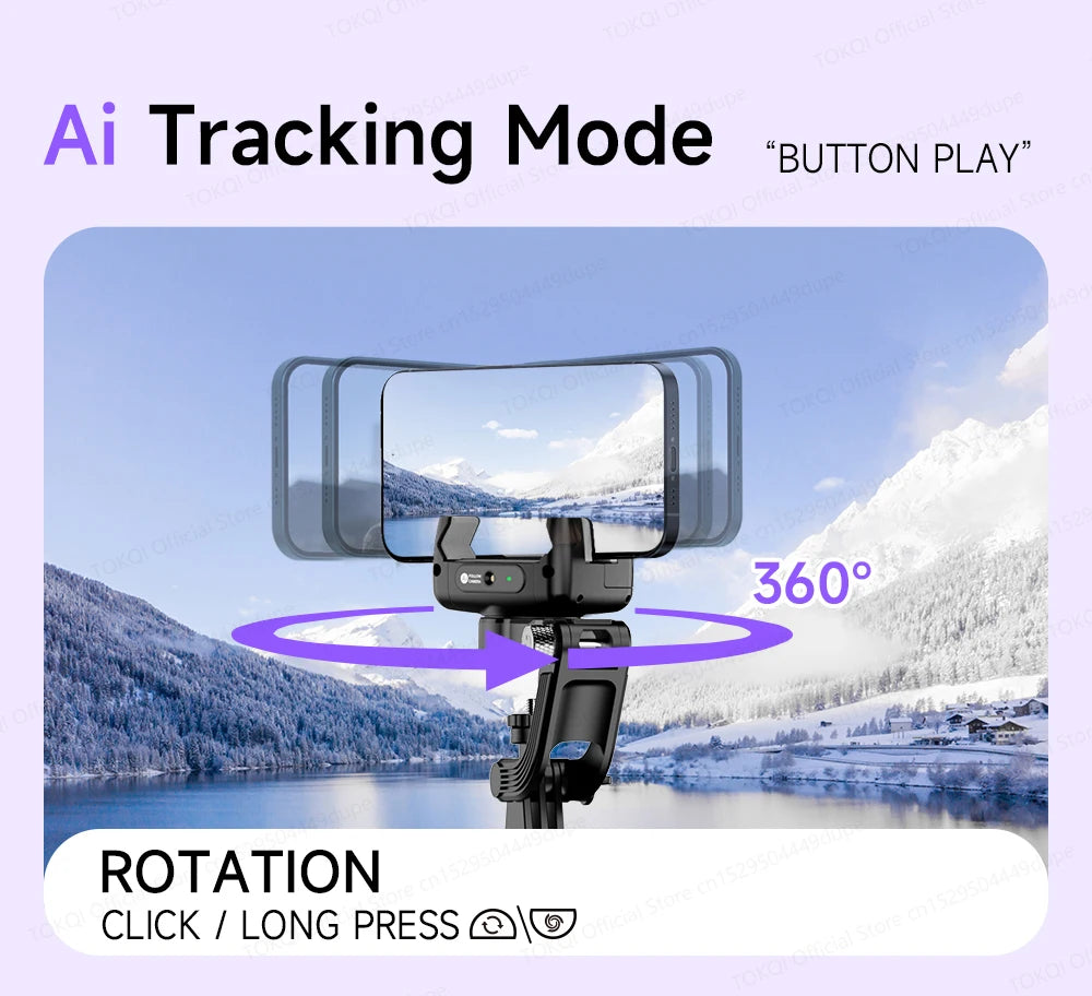 AI Tracking Deskpot Gimbal Tripod with Extendable Selfie Stick for Mob - View 35