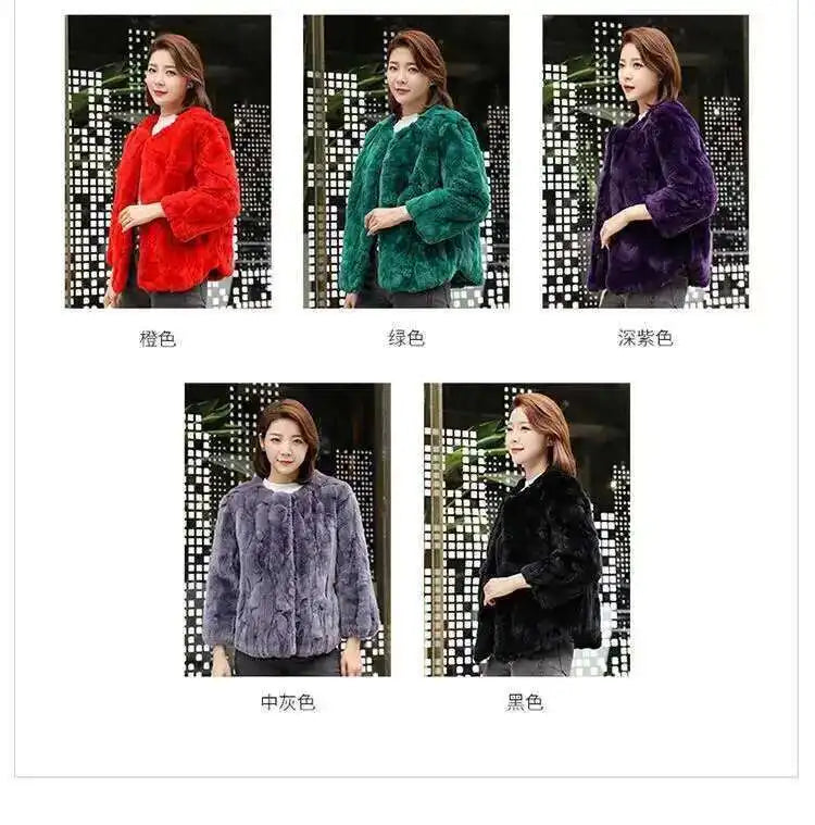 Real Rabbit Fur Coat Women Winter Jacket Short Loose Size Thick Warm Fluffy Coat - View 10