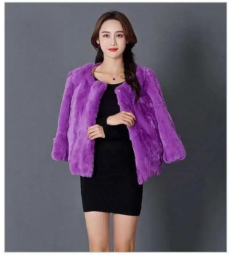 Real Rabbit Fur Coat Women Winter Jacket Short Loose Size Thick Warm Fluffy Coat - View 31