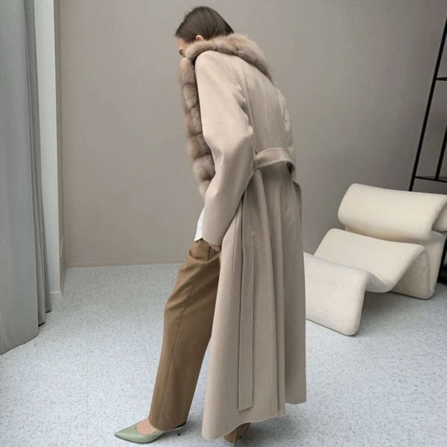 Winter New Cashmere Wool Coat Natural Fox Fur Warm Winter Jackets Fur Coat Women - View 4