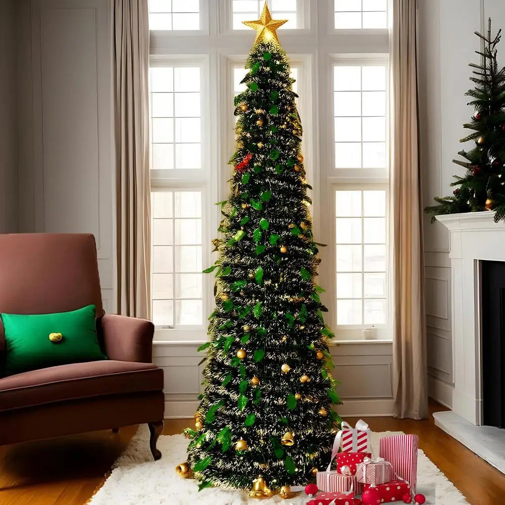 Christmas Tree 5 Ft Festival Ornament Faux Foldable Christmas Tree Chr - Feature Highlight
