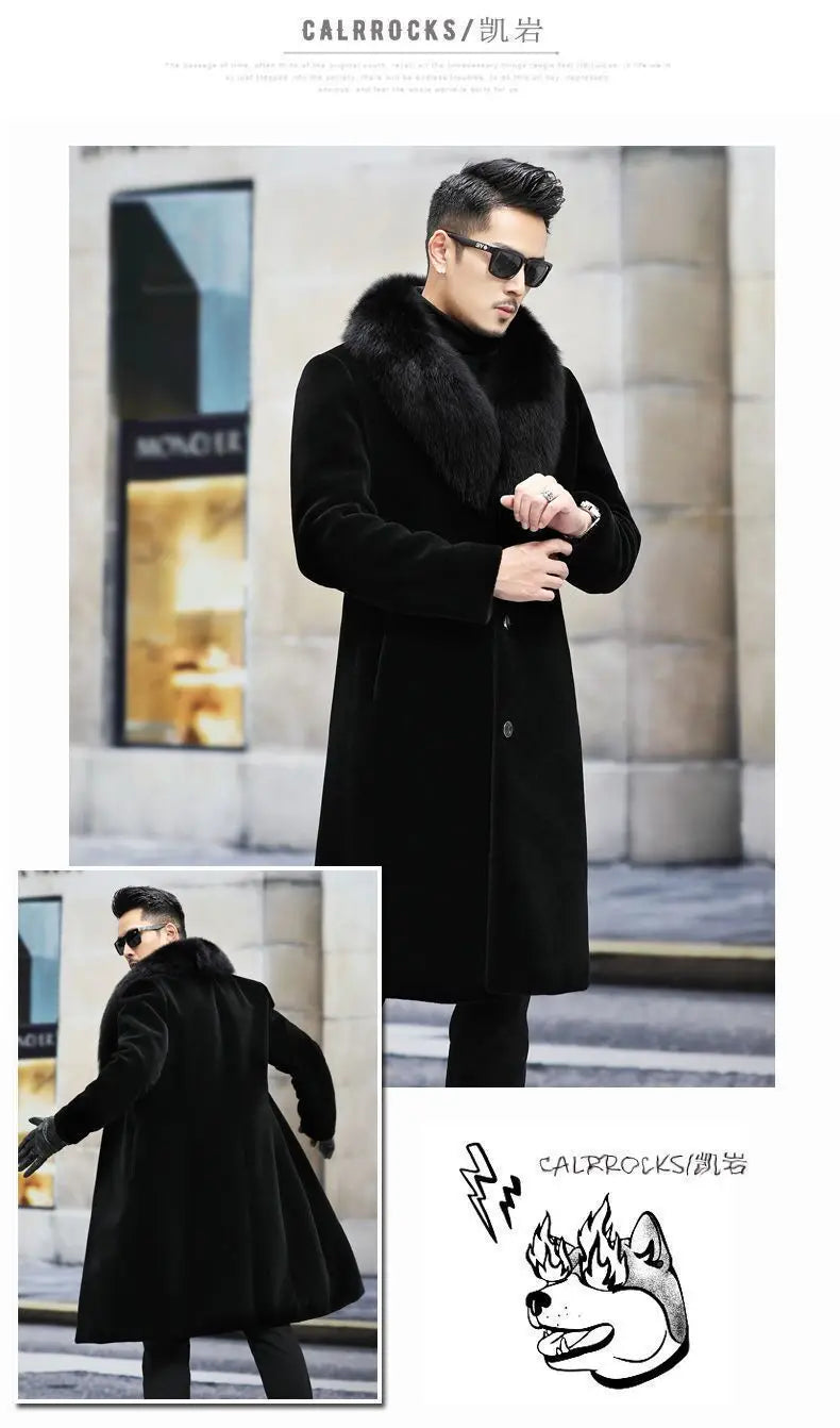 New fur coat with wide collar, whole mink winter thickened, long imitation mink - View 11