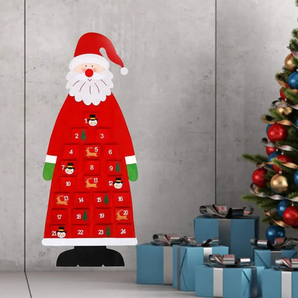 Christmas Felt Tree Advent Calendar Countdown Wall Hanging Festive Dec - Color Variant