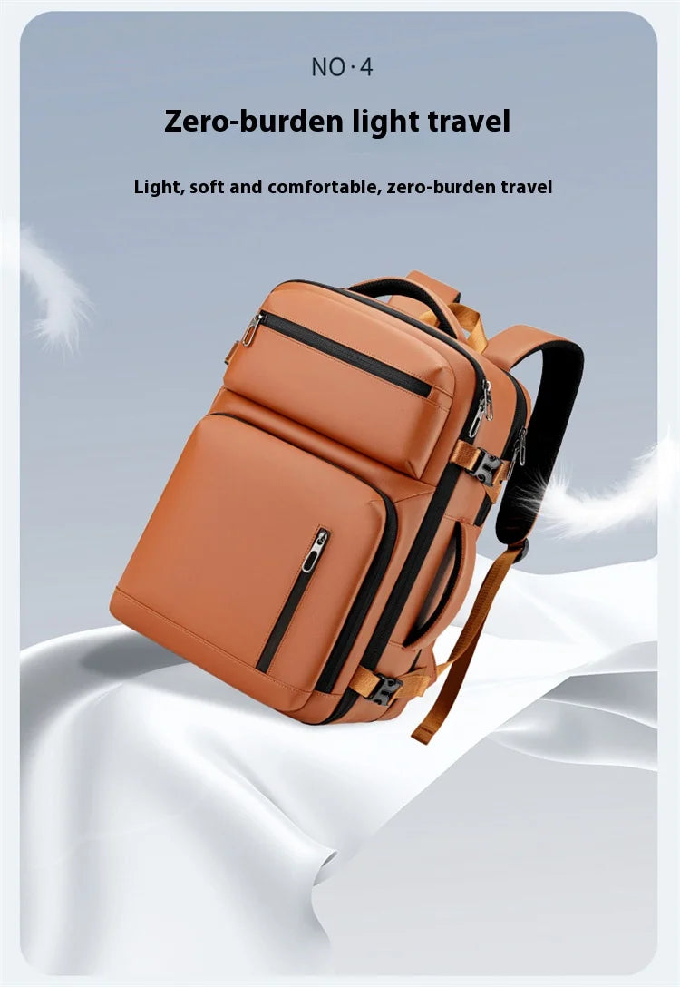 Commuting laptop backpack, expandable, premium orange, waterproof casual backpack, 15.6 inches, large capacity travel back...