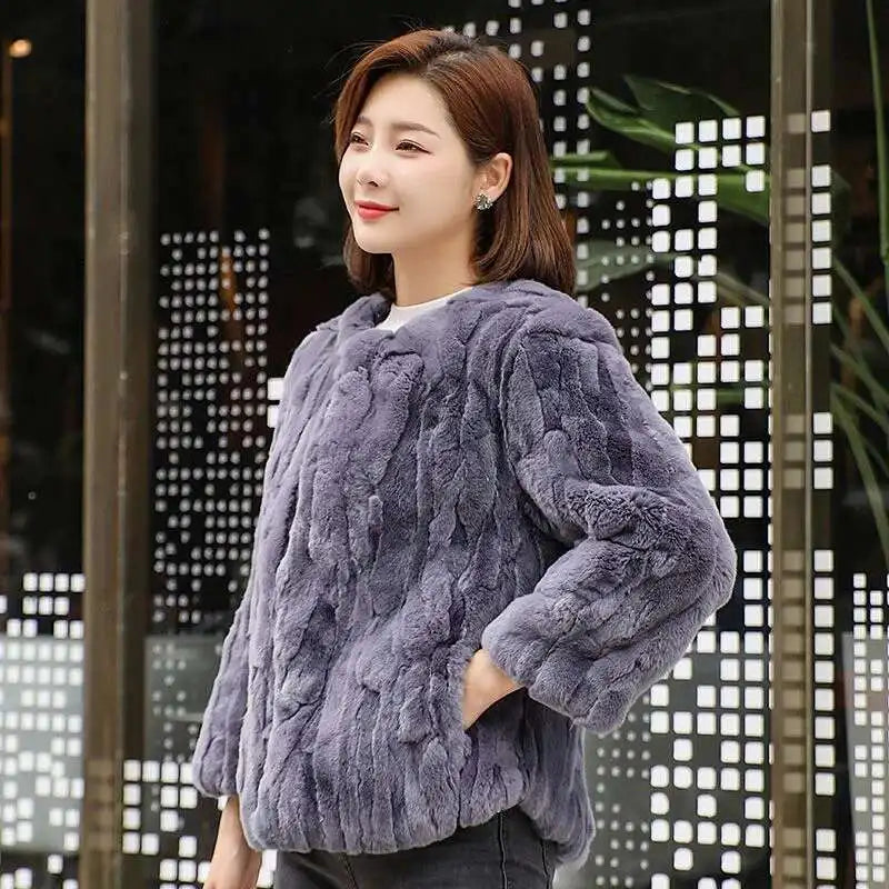 Real Rabbit Fur Coat Women Winter Jacket Short Loose Size Thick Warm Fluffy Coat - View 44