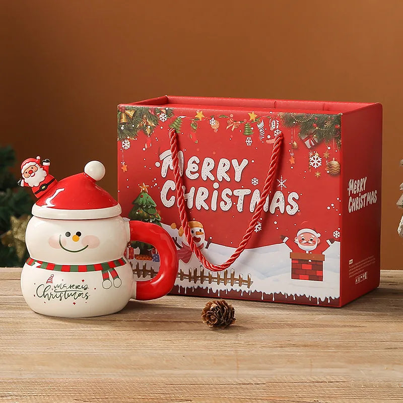 Creative Christmas Ceramic Cup Cartoon Snowman Mugs Gift Box for Christmas Household Coffee Mug Milk Cup - Image 21