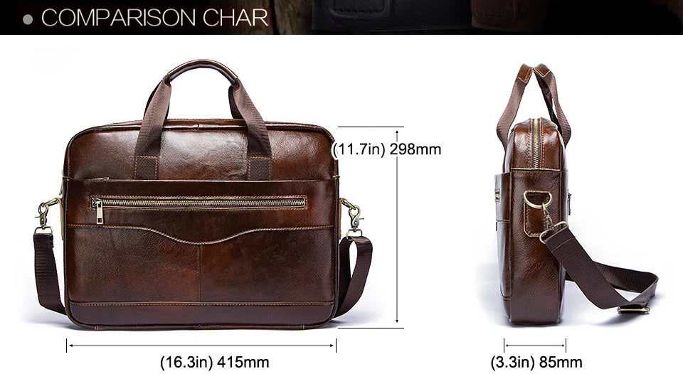 Genuine Leahther Men Briefcase Portable Office Handbag for L...