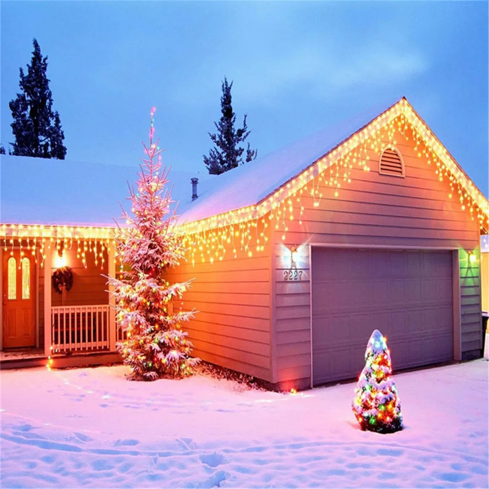 Christmas Lights Waterfall Outdoor Decoration 5M Droop 0.4-0.6m Led Li - Side View
