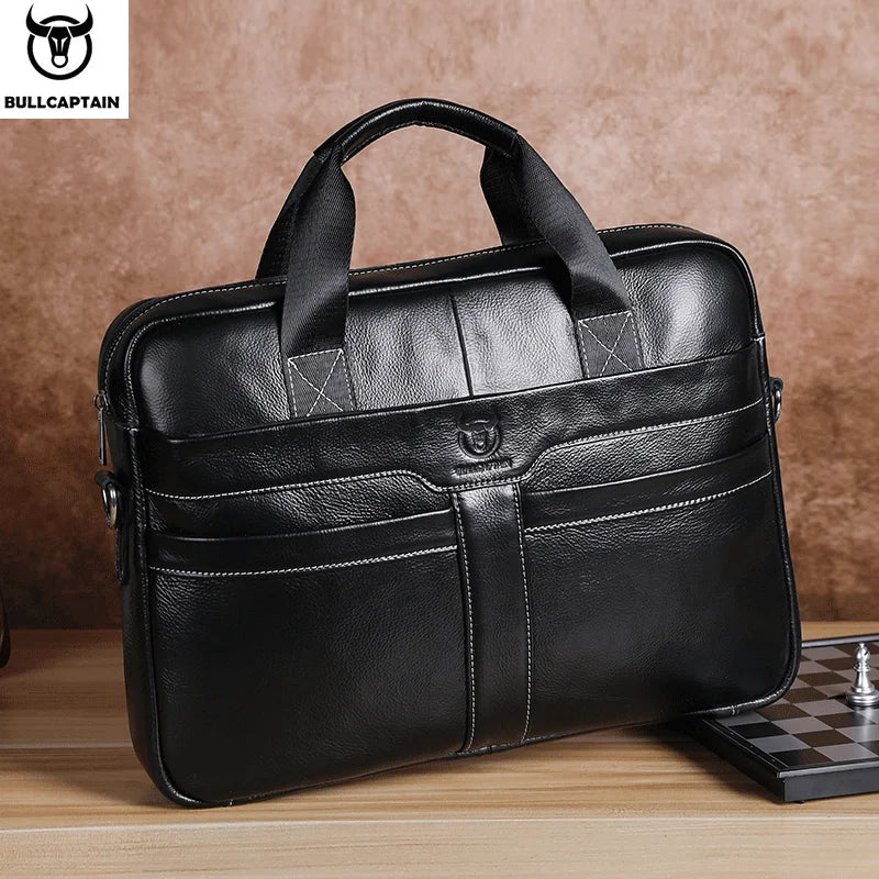 BULLCAPTAIN Leather Laptop Bag, Top Layer Leather 15" Laptop Bag Men's - View 22