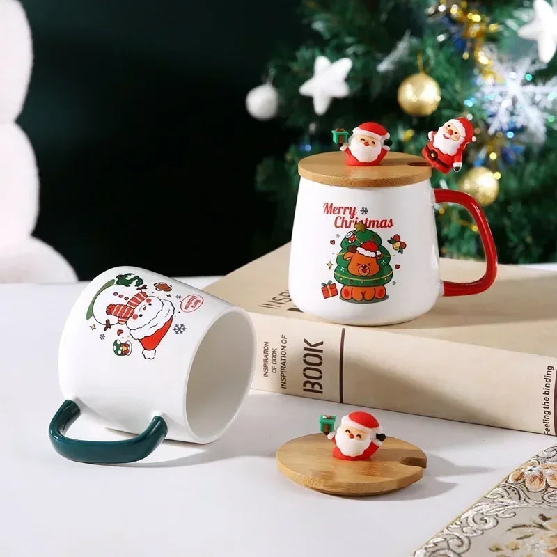 Christmas Tree Mug Box Ceramic Mug Christmas Gift Ceramic Mug with Lid - Back View