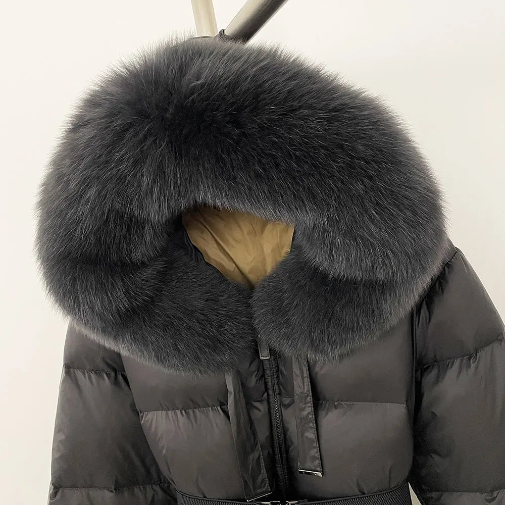 OFTBUY New Winter 2024 Real Fur Coat Women Warm 90 White Duck Down Coat Hooded N - View 6