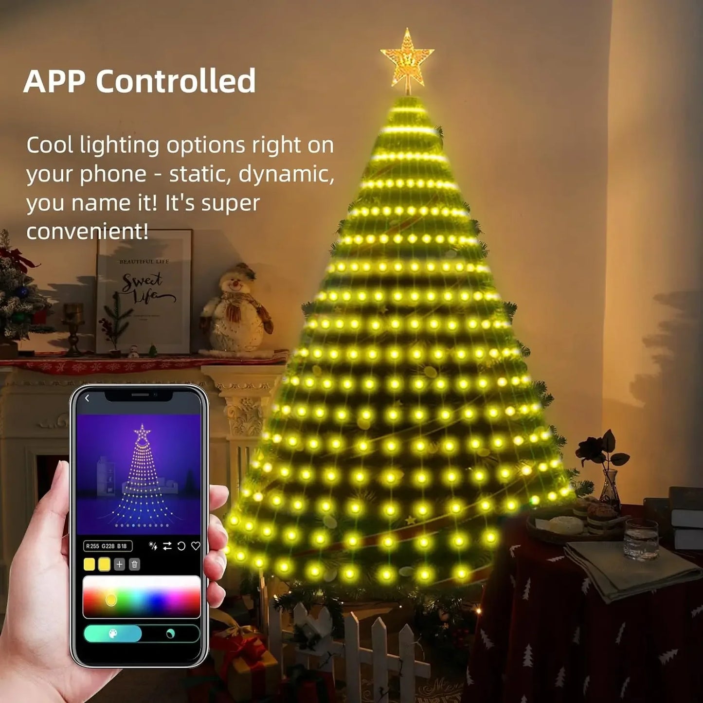 Christmas Tree Star Lights Smart RGB Christmas Light with Remote Timer - Alternative Angle