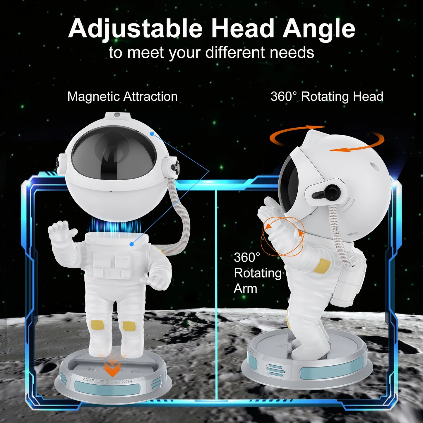 2025 New Real Astronaut Galaxy Projector Lamp Spaceman Star Projector - Back View