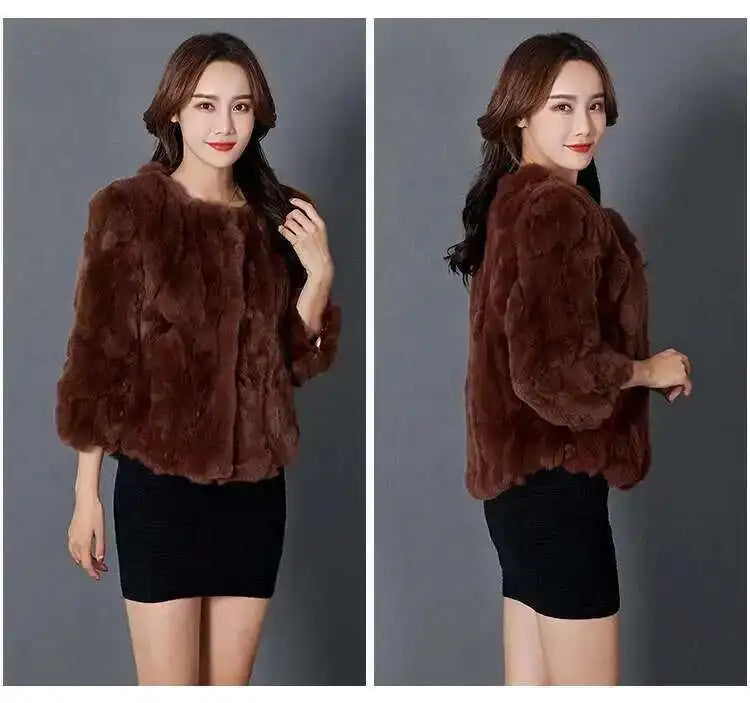 Real Rabbit Fur Coat Women Winter Jacket Short Loose Size Thick Warm Fluffy Coat - View 30