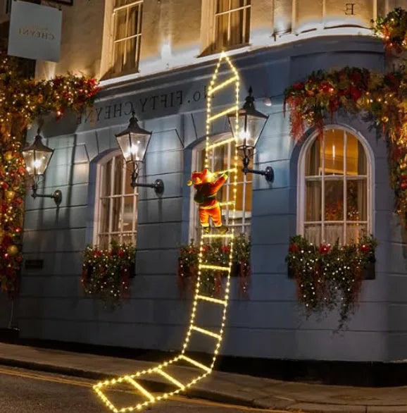 Christmas LED Santa Claus Climbing Ladder Light USB Plug 8 Flashing Mo - Full View