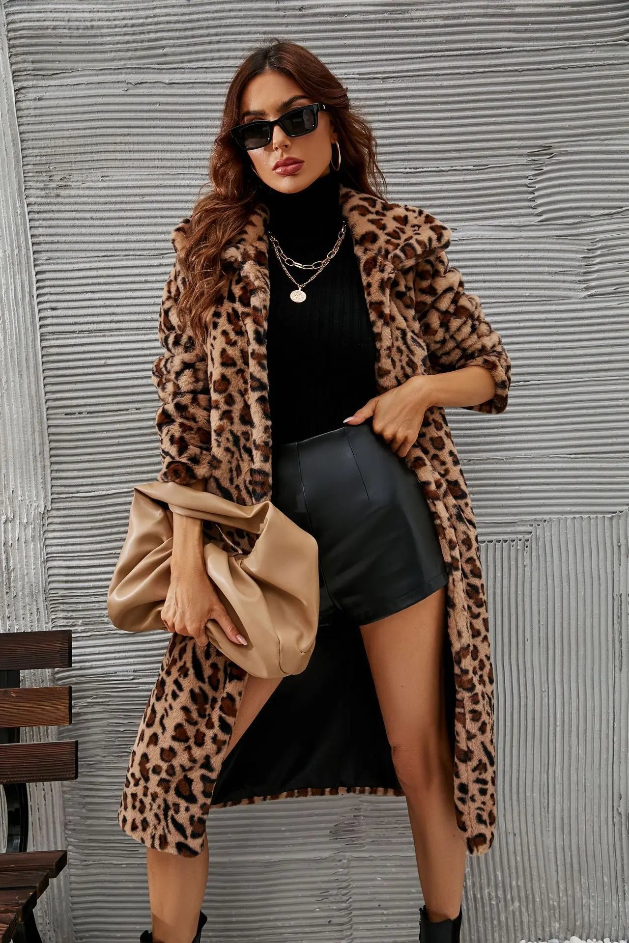American European New Women’s Leopard Casual Trendy Turn-down Collar L - Feature Highlight