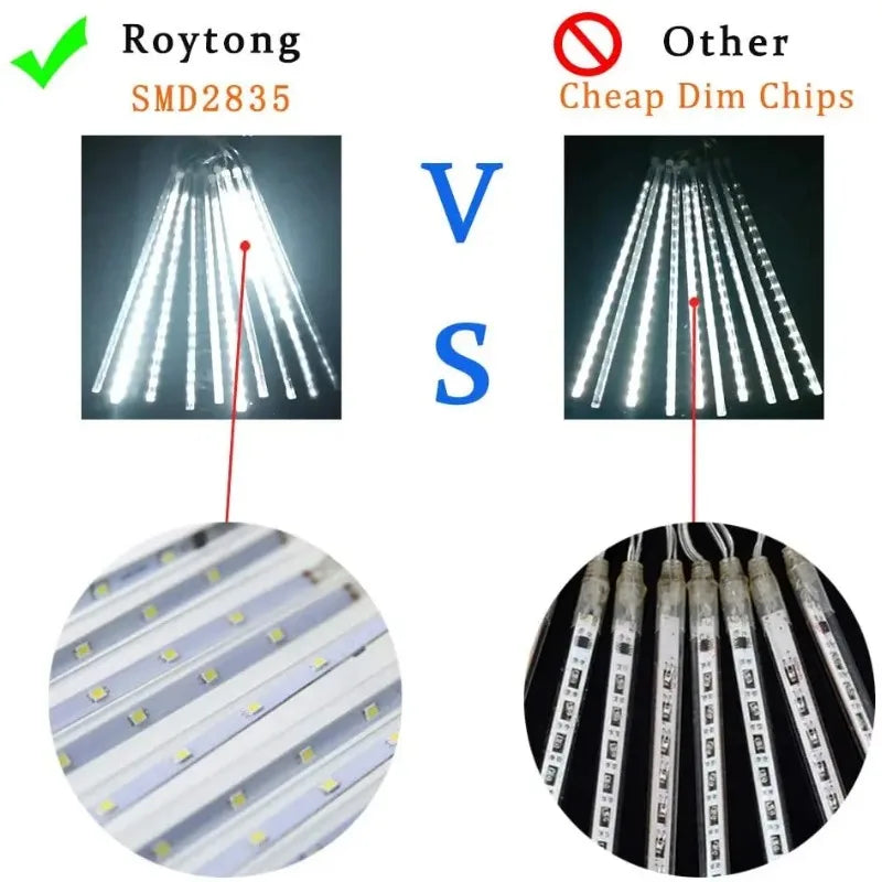 Christmas Lights Outdoor 8 Tubes Meteor Shower Lights LED Snow Falling - Material Detail
