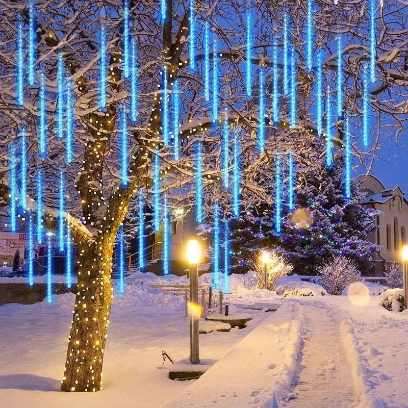 Christmas Lights Outdoor 8 Tubes Meteor Shower Lights LED Snow Falling - Alternative Angle