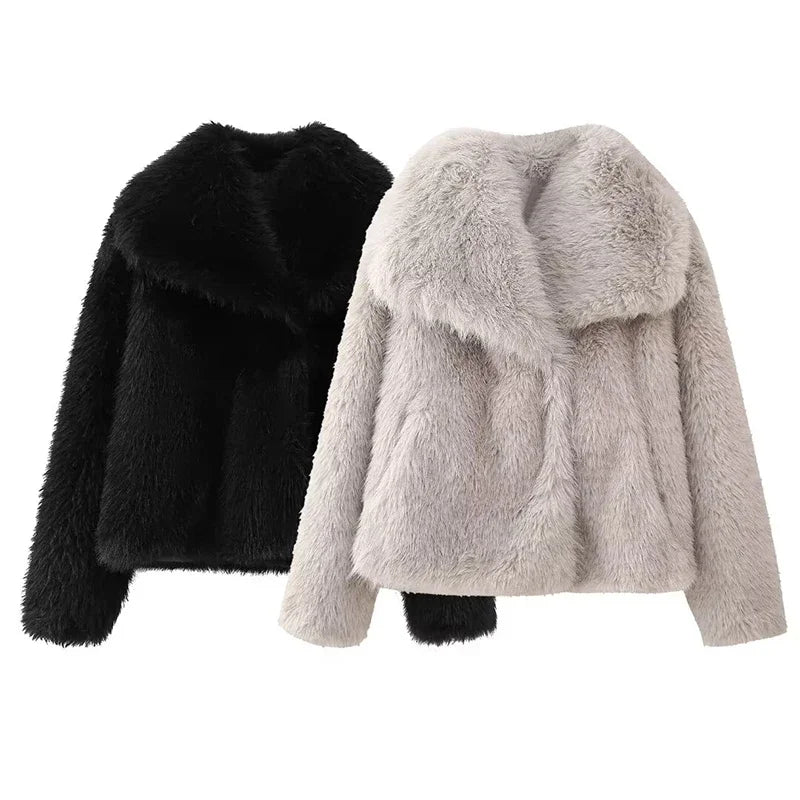 SIYANG 2024 Autumn Winter Women Casual Faux Fur Jackets Fashion Streetwear Solid - View 4