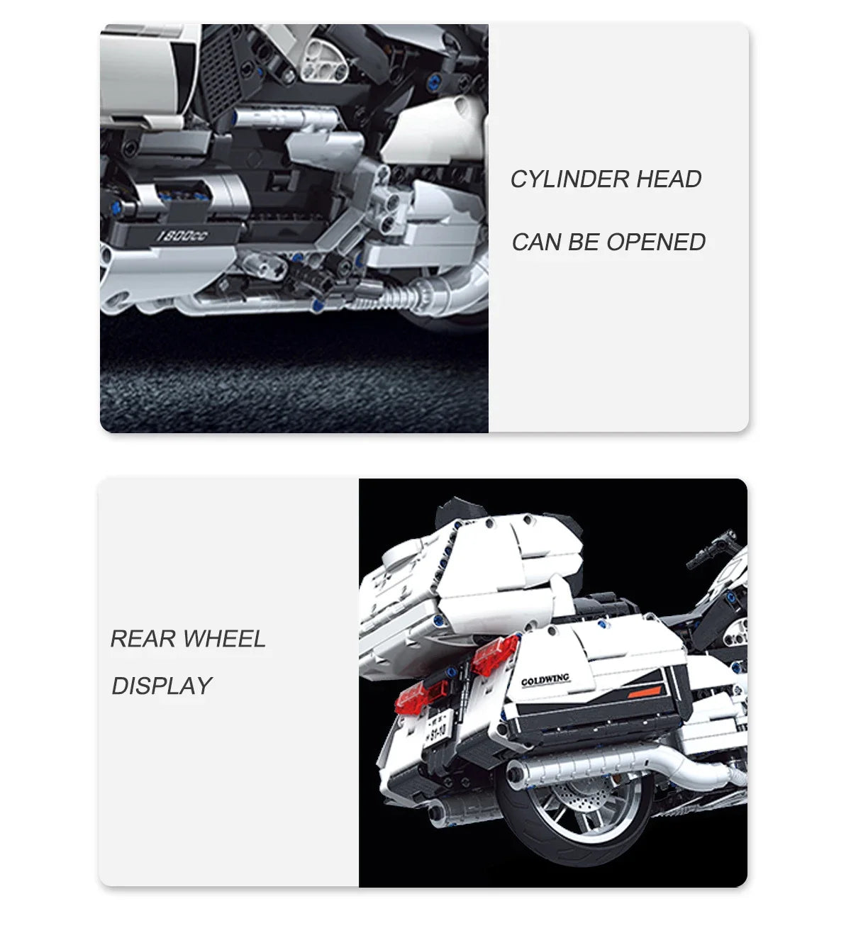 Gold Wing Touring Motorcycle Technical Model Building Blocks MOC Racing car Motorbike Bricks Sets To - Gallery image 11