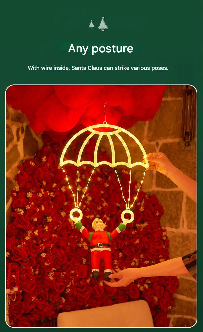 Christmas Parachute Light with Santa Claus 8 Mode Hanging Xmas Lamp fo - Pattern Detail